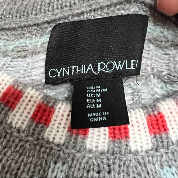 Cynthia Rowley Gray and Red Patterned Sweater - Picture 6 of 7